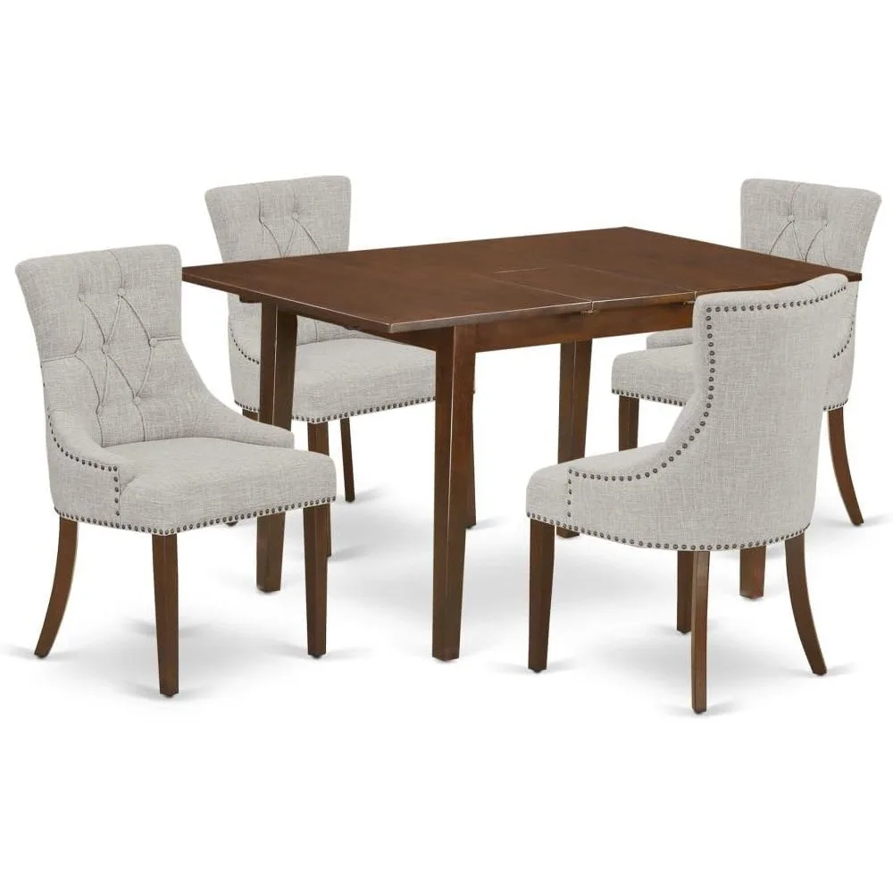 5 Piece Kitchen Set for 4 Includes a Rectangle Dining Table with Butterfly Leaf and 4, 32x60 Inch