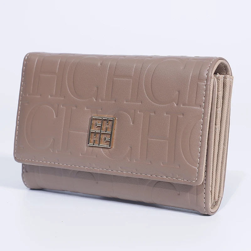 CH Minimalist Design Stylish Slim Wallet Chic Premium Texture Compact Multi Slot Women Accessory Trendy Daily Use