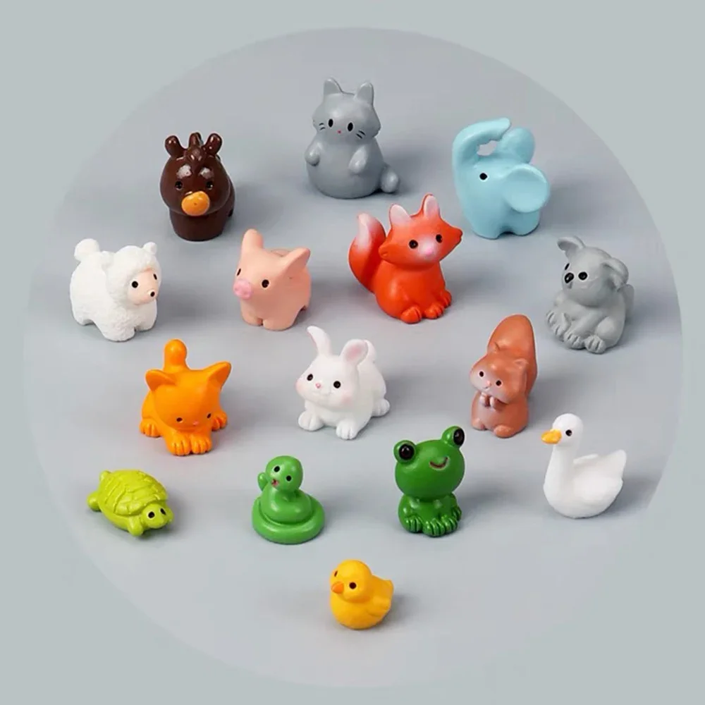 Resin Animal Fox Rabbit Sheep Duck Pig Cat Horse Frog Turtle Snake Koala Figurine Miniature Fairy Garden Decoration Accessories