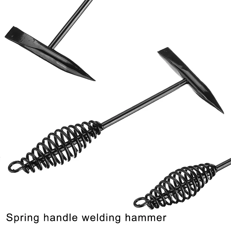 Martelo de escória de soldagem de aço de alto carbono, cabo de mola, martelo de soldador, martelo de eletricista 300 500g, duas especificações