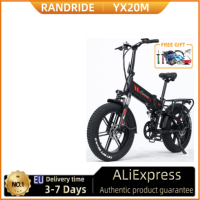 RANDRIDE YX20M-2 Electric Bike 1000W Motor 20*4.0 Fat Tires E-Bike 45km/h Max Speed 48V17Ah Battery 60-70km Max Range 120kgLoad