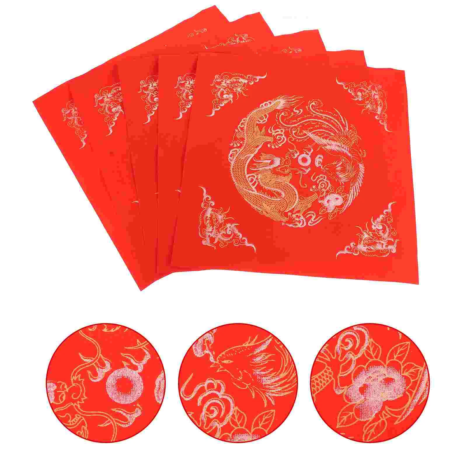 

40 Pcs Red Paper Fight Chinese Couplets Fu Character Writing Papers DIY Blank Xuan Spring Festival Rice Cut