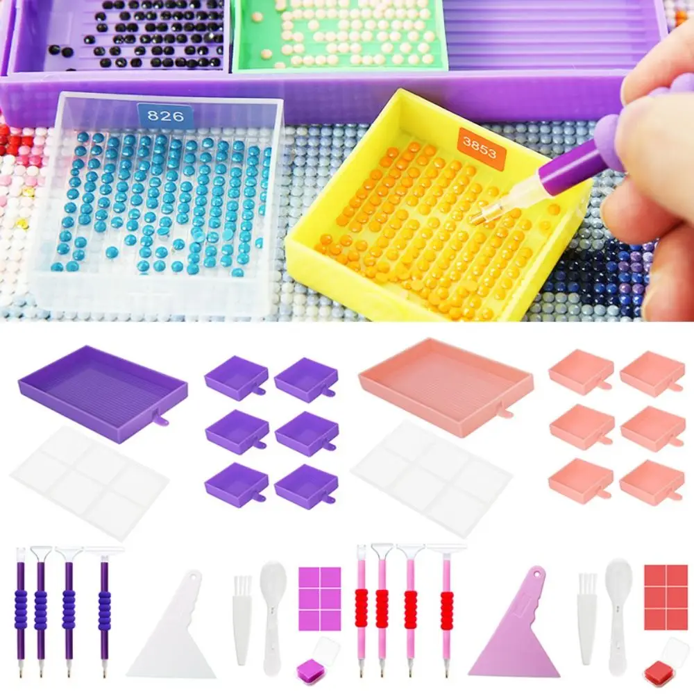 6 Grid Large Capacity Glue Clay Diamond Painting Tray Kits Cross Stitch Tools Beading Plates Diamond Painting Pen