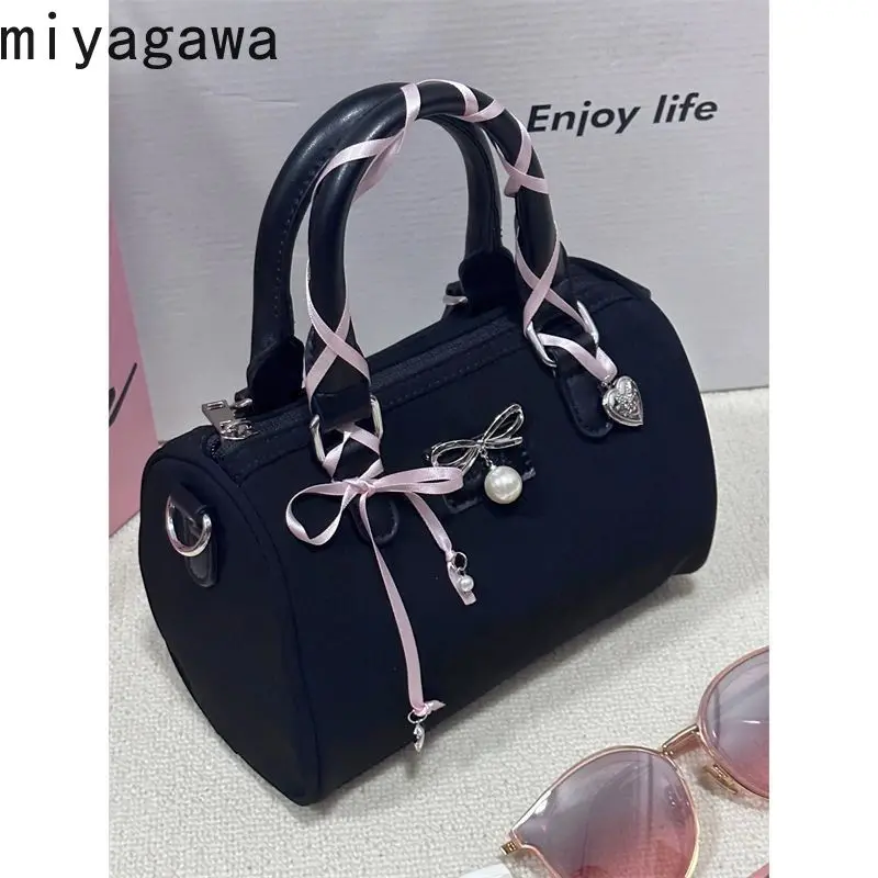 Miyagawa-Bolso de mano elegante con decoración de cinta dulce, bandolera de un solo hombro para chica, primavera 2024