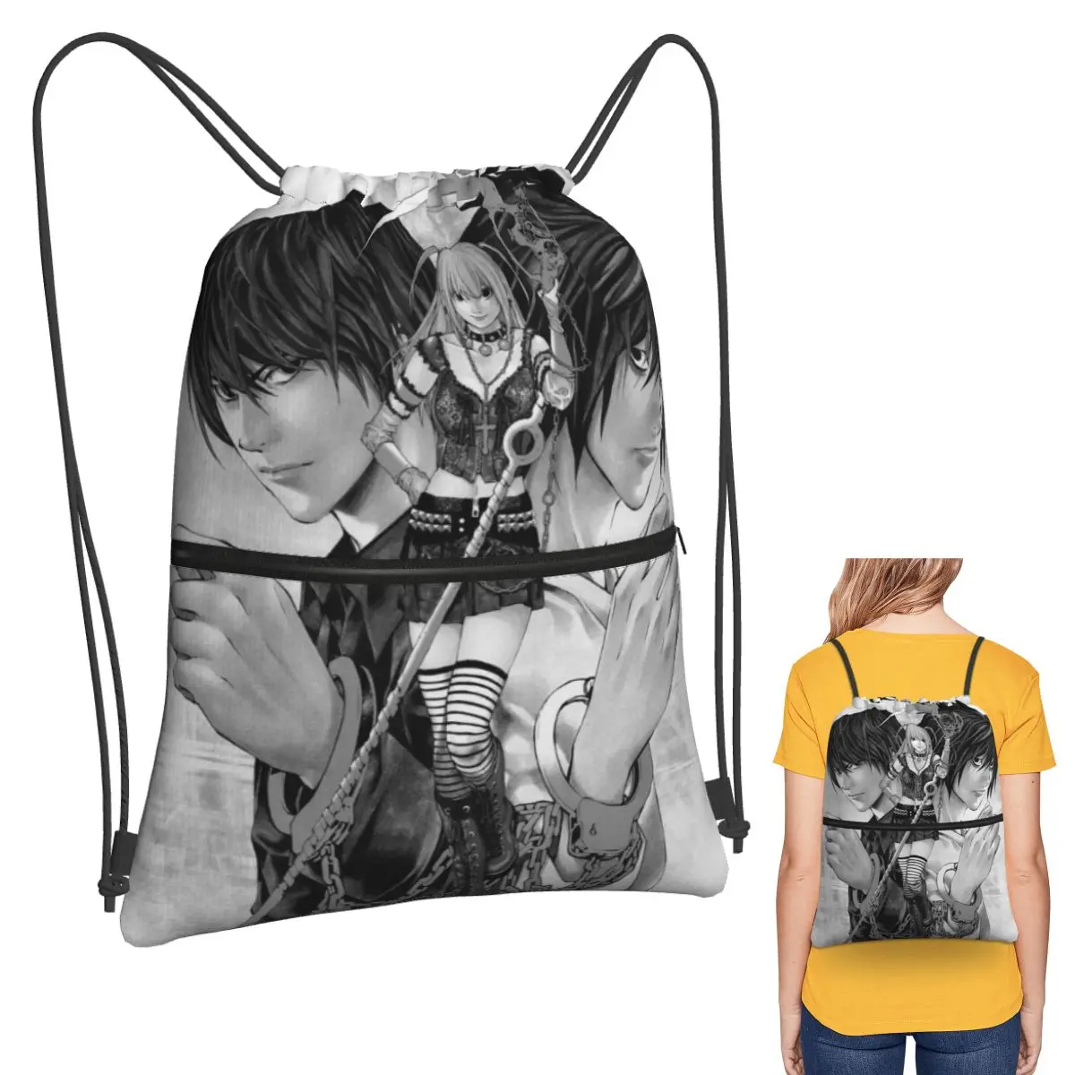 

Deaths Notes Ryuk Anime Backpacks Multi-function Drawstring Bundle Pocket Sports Bag Book Bags for Travel School