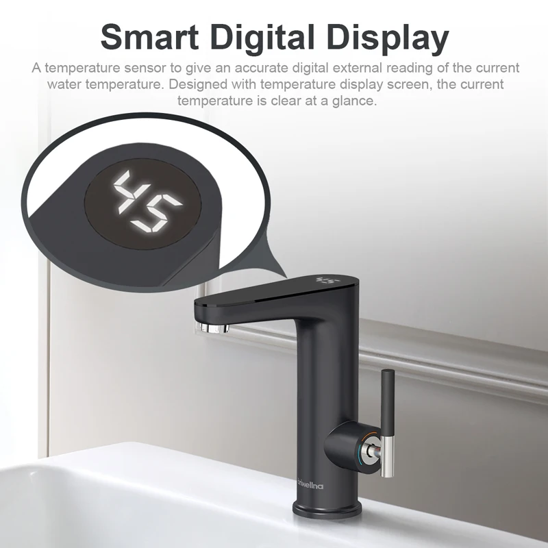 Briwellna 가정용 전기 온수기 온수 수도꼭지, 탱크리스 가이저, 대야 탭, 2 in 1, 220V
