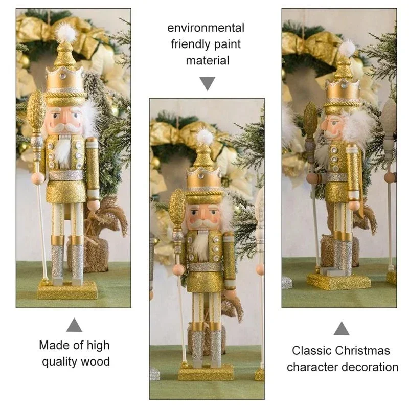 42cm Wooden Puppet Nutcracker Christmas King & Soldier Ornament/Doll/Figures Events/Wedding Party/Home & Commercial Decoration