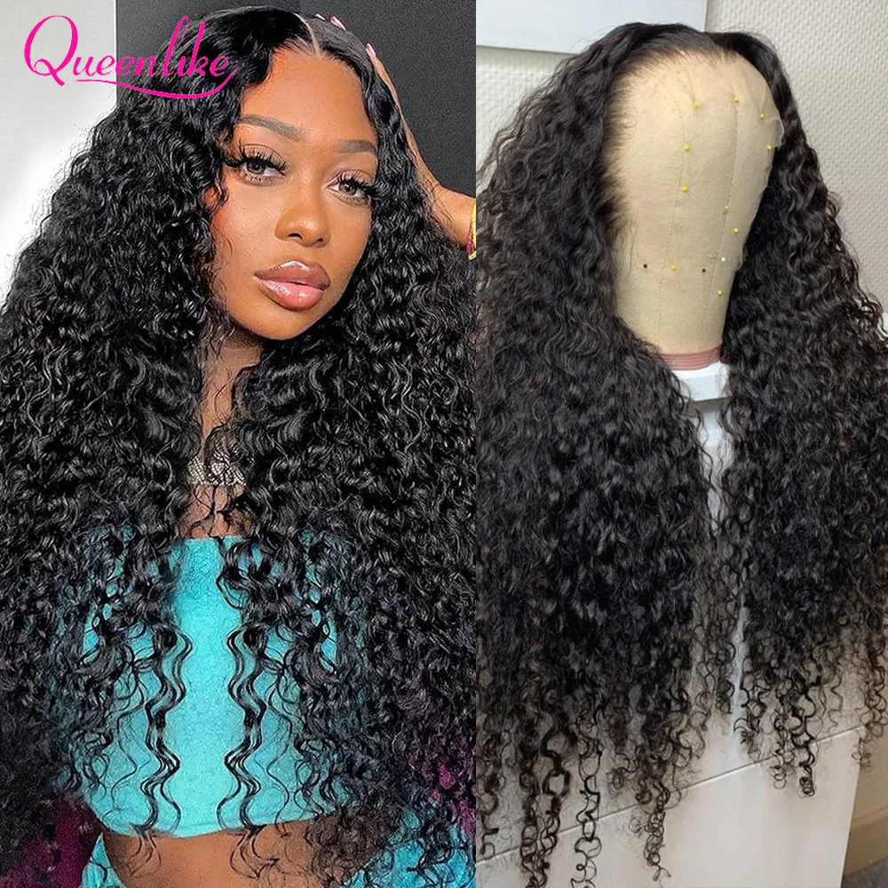 

Queenlike 13x4 Water Wave Lace Frontal Human Hair Wig 220 Density Human Hair Wigs for Women 30 32 34 inch Thick Curly Hair Wigs