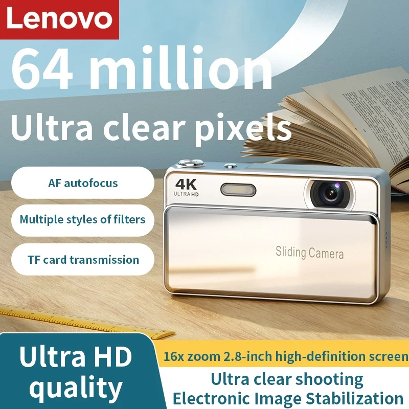 

Lenovo 64MP 4K Digital Camera with 16X Zoom Autofocus Vlogging Camera for Students YouTube Video Portable Travel WiFi