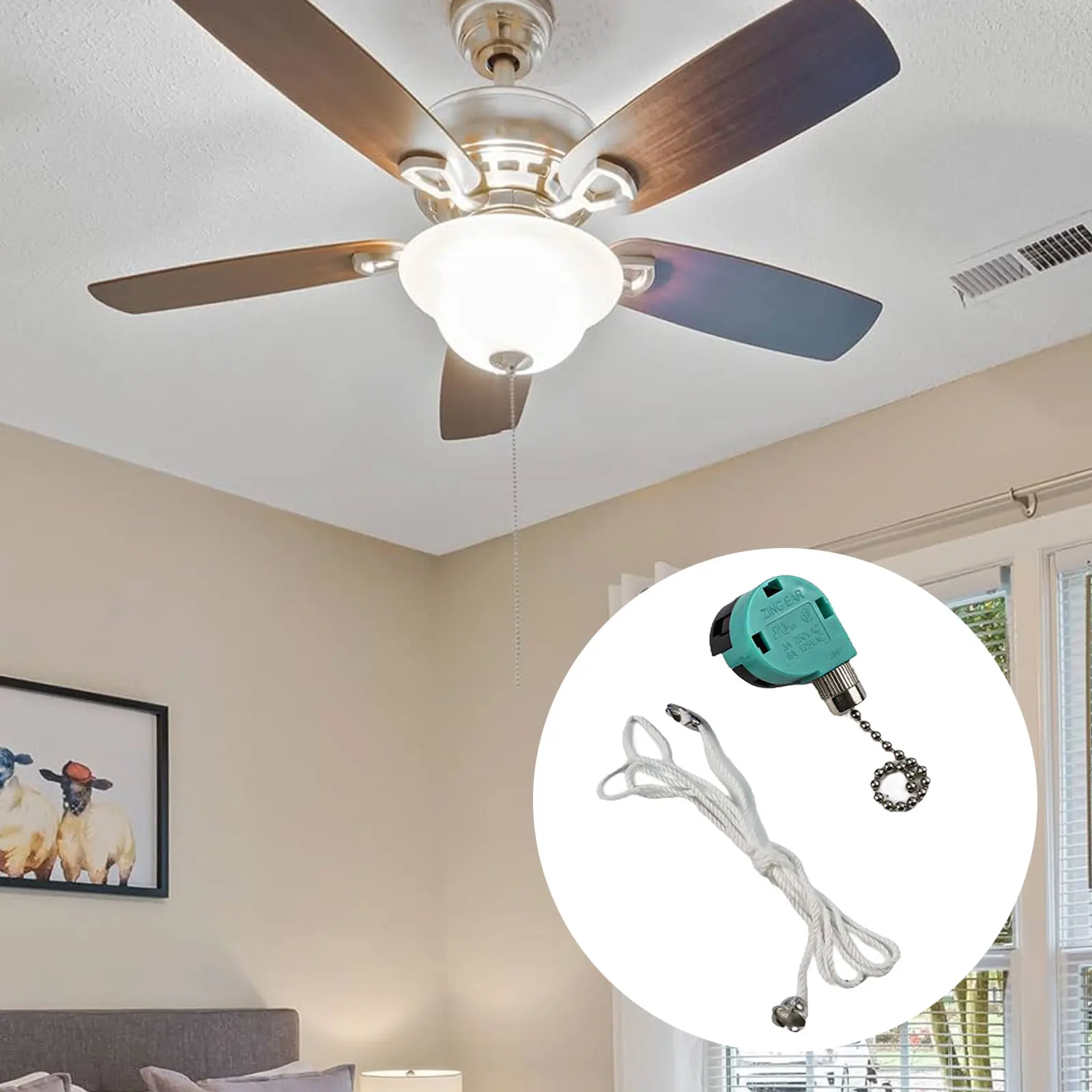 

4 Pieces ZE268S6 Fan Switch 3 Speed 4 Wire Pull Chain Compatible with For Hunter For Harbor Breeze For Hampton Bay Ceiling Fans