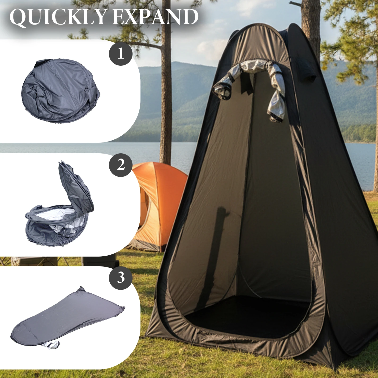 1Set Multifunctional Pop Up Shower Tent Portable Privacy Shelter Toilet Changing Room for Camping Beach Travel Adult
