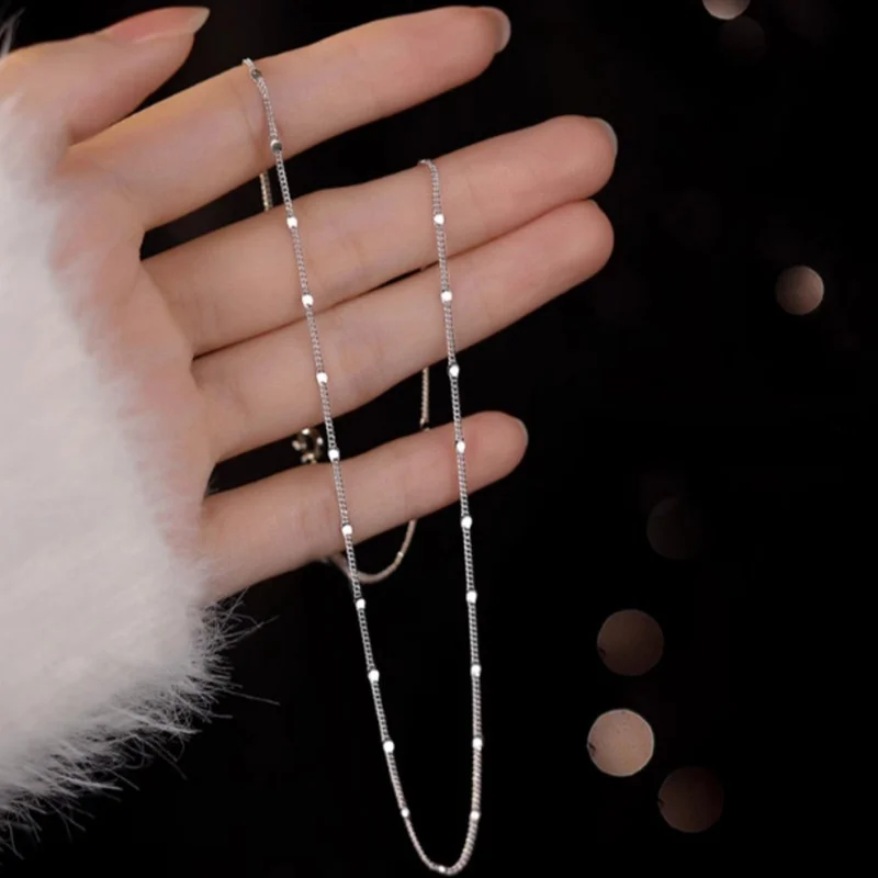 Women's 999 Solid Silver Snowflake Necklace, 2025 New Korean-Japanese Niche Design, Elegant Minimalist Clavicle Chain