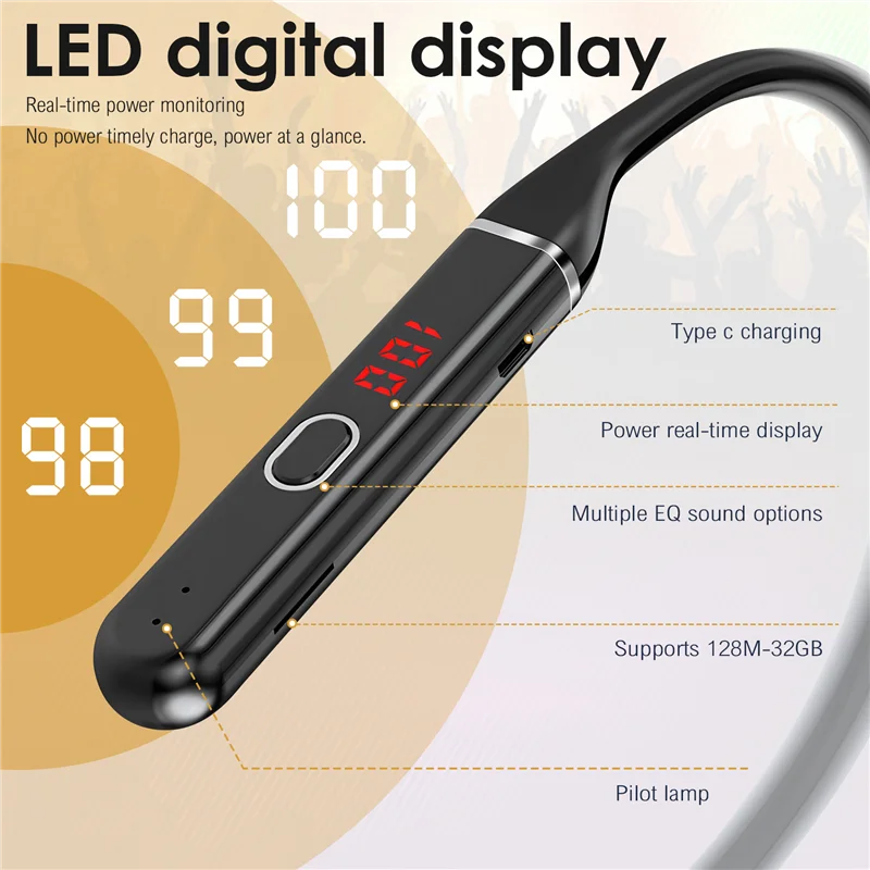 

S650 100-часовые Bluetooth-наушники, стерео беспроводные Bluetooth-наушники с шейным ремешком и шумоподавлением, спортивная гарнитура для бега-TCES