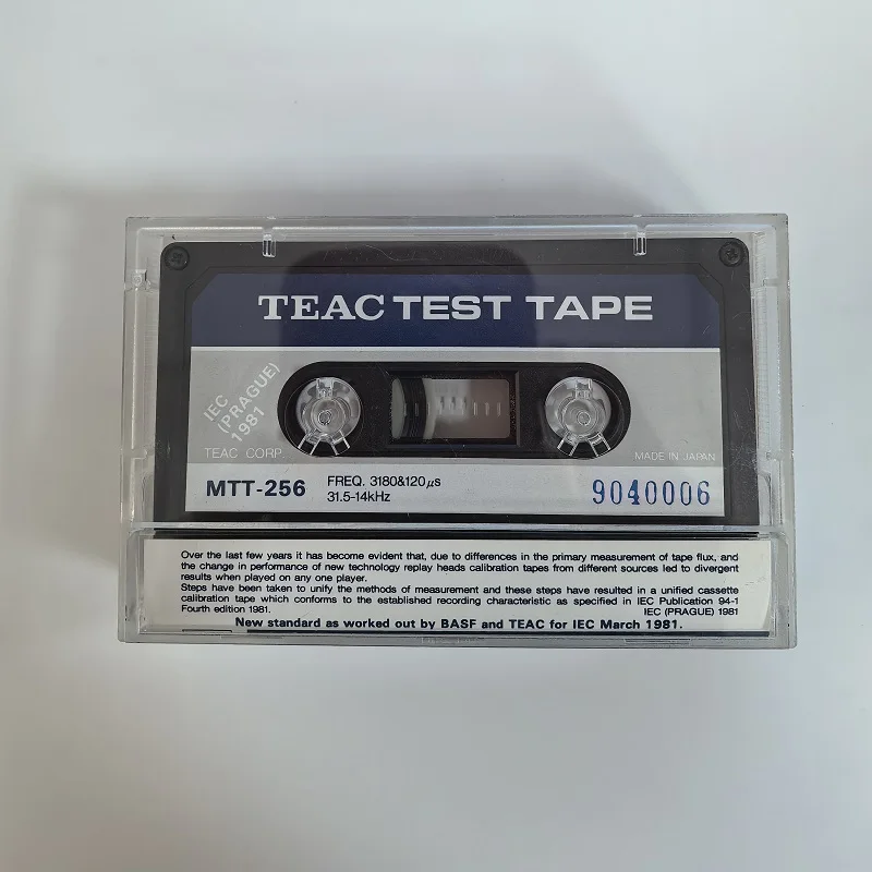 TEST TAPE TEAC MTT-256 3180μs &120μs 31.5HZ~14KHZ-24DB Level Adjustment Head Azimuth Alignment Frequency Response Test