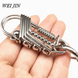 Stainless Steel Handicraft Key Buckle ,Waist Keychains Matte Bead Car Keyring American Mechanical Style Men Gift Small Trinket