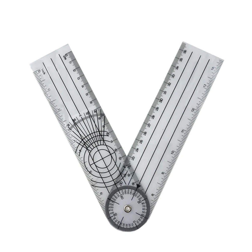 Userful Protractor Multi-Ruler 360 Degree Goniometer Angle  Spinal Ruler with Angle Parallel Line  Multi-Scale Centimeter