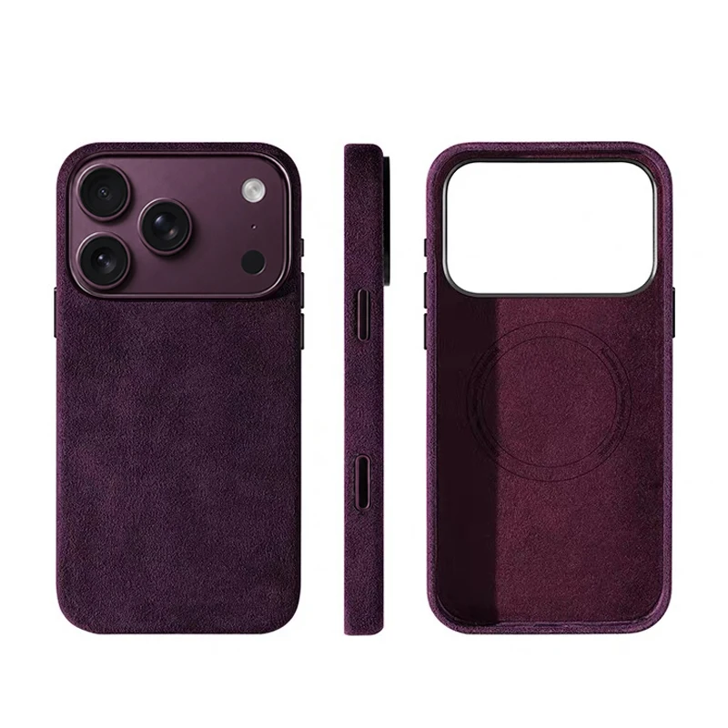 Etui Alcantara do iPhone 18, 17 Pro Max, 18 Pro z funkcją MagSafe, etui z przegródkami na karty, magnetyczne etui ochronne z przyciskiem do obsługi aparatu. — zdjęcie produktu 6