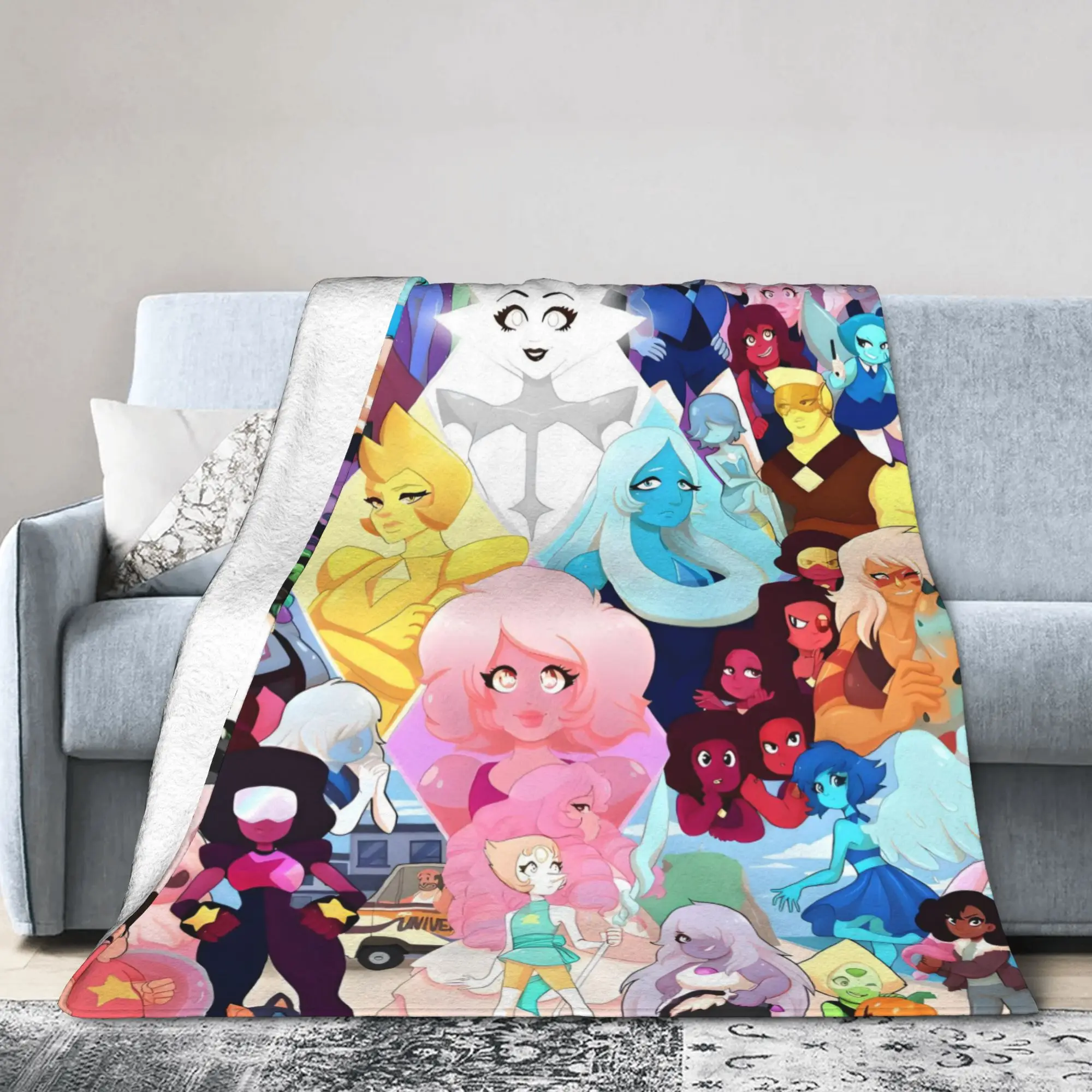 Custom Steven Universe Blankets Warm Flannel Children Gift Cartoon Throw Blanket for Home Sofa Office Travel