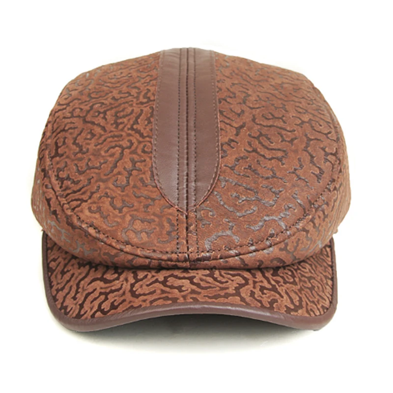 Winter 2022 Real Leather Hat Autumn Men's Sheepskin Leather Beret Elegant Fashion Dad Tongue Cap Snapback Caps For Men