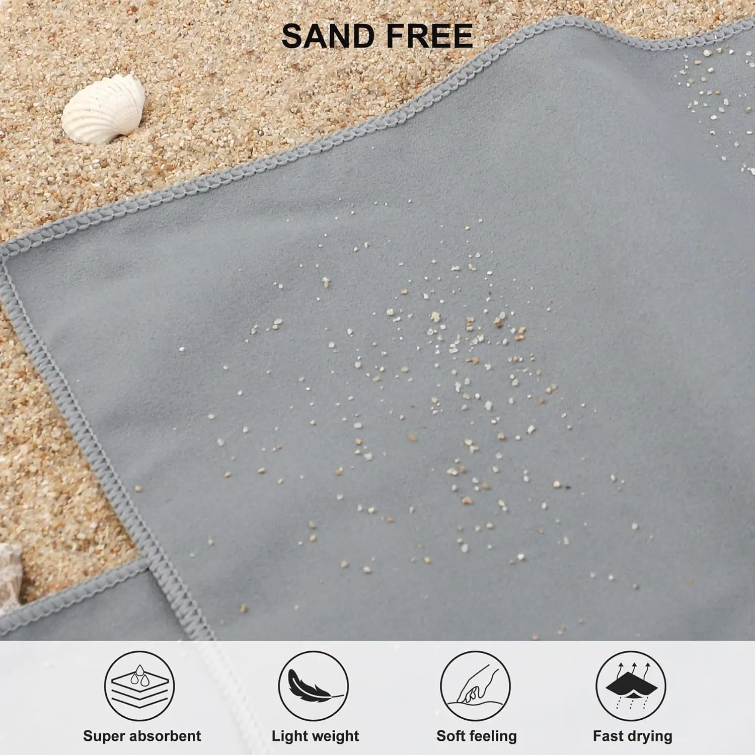 Microfiber Quick-Dry Sports Towel with Carry Bag - Super Absorbent & Lightweight for Travel, Gym, Beach ,Black