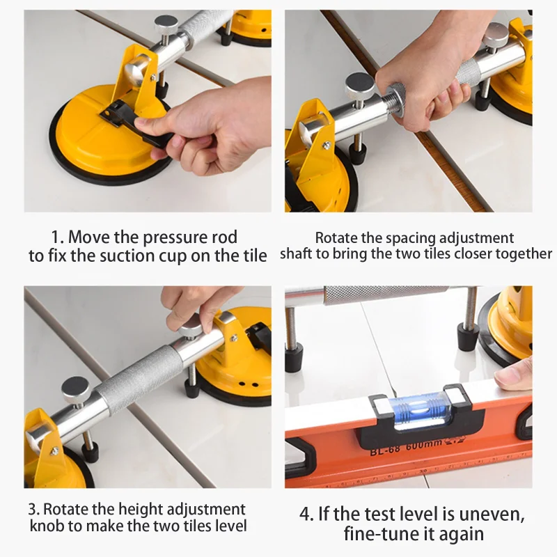 Tile Splicer Suction Cup Heavy-Duty Aluminum Alloy Fixed Tile Glass Double Claw Lifter Vacuum Suction Cup Tile Laying Tools