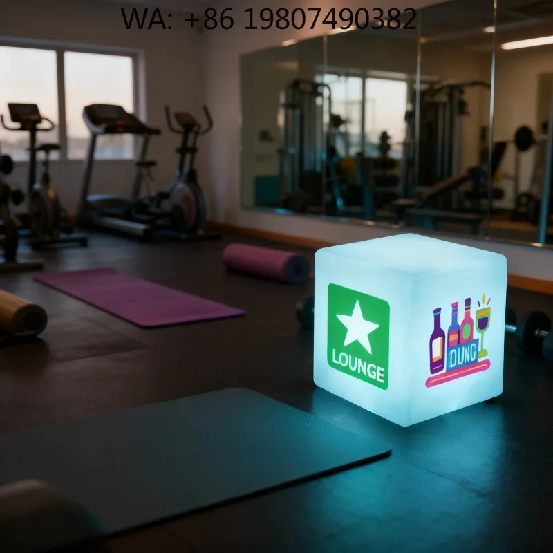 Wireless Rechargeable RGB LED Glow Cube Lamp Custom Logo Printed Luminous Cube Light for Hotel Bar Dining Trade Show Decor