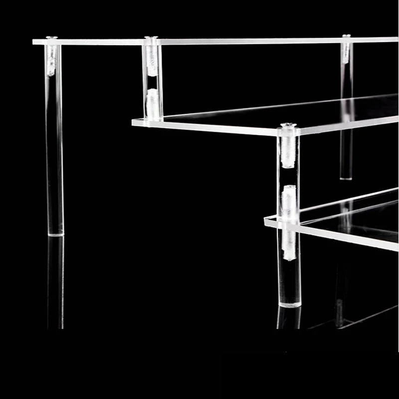 1-4 Etagen Acryl Display Ständer Langlebiges Display Rack für Cupcake Parfüm Puppe Transparente trapezförmige Blind Box Lagerregal – Detail 5