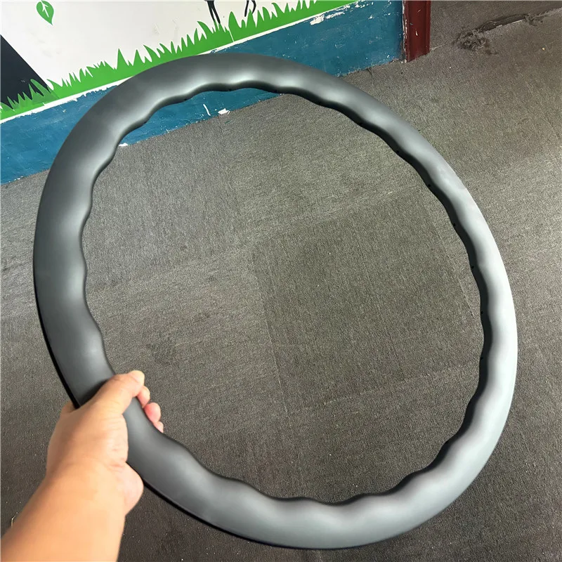 RUJIXU 700C profondeur 5045mm frein à disque en carbone anneau ondulé jante de route 24 trous pneu de vélo/jantes Tubeless jante en carbone