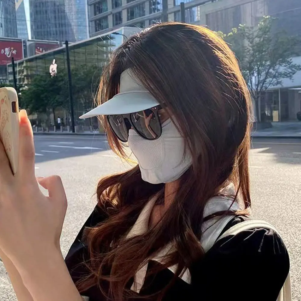 

Fashion Ice Silk Sun Protection Mask Full Face 3D Anti-UV Neck Scarf Breathable Neck Protection Sunshade Face Mask Summer