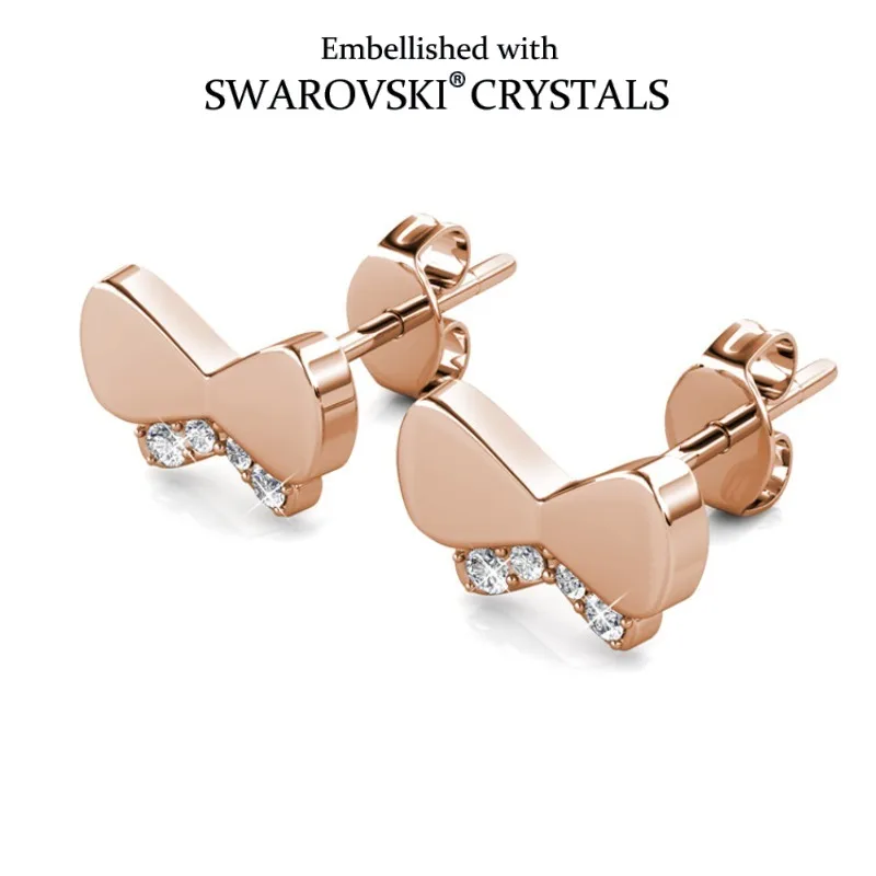 

Daisini Cute Bow Stud Earrings Embellished with Swarovski Crystals for Women Little Girls 18K White Gold Plated Elegant