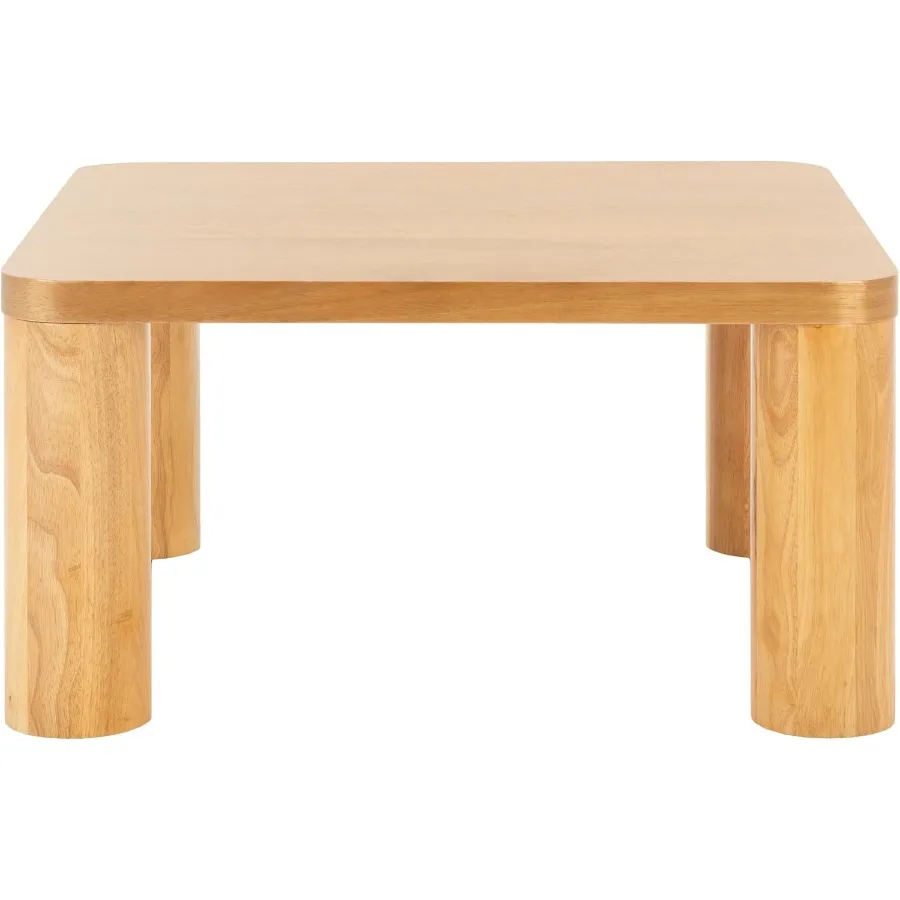 Home Collection Aldous Natural Brown Square Coffee Table for Living Room Office Bedroom Solid Wood, Warm Natural Tone, Rustic E