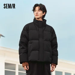 Semir Down Jacket Men 2024 Winter New Contrast Color Texture Printing Couple Puffer Coat Thick Outerwear Trendy Down Jacket