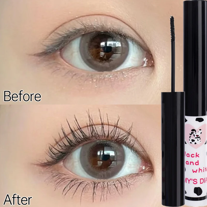 Matte Black Brown Curl Mascara Waterproof Lengthening Lashes Ultra-fine Small Brush Head Non-smudge Lasting Mascara Eyes Makeup