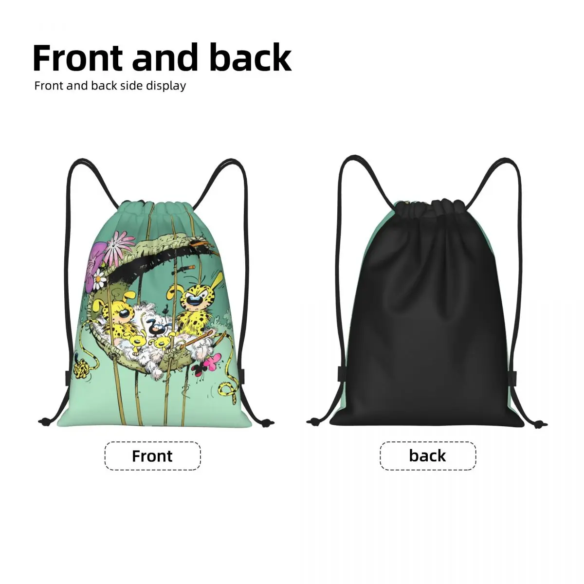 Marsupilami With Family In Nest Drawstring Bag Men Women Foldable Sports Gym Sackpack Comic Cartoon Shopping Storage Backpacks