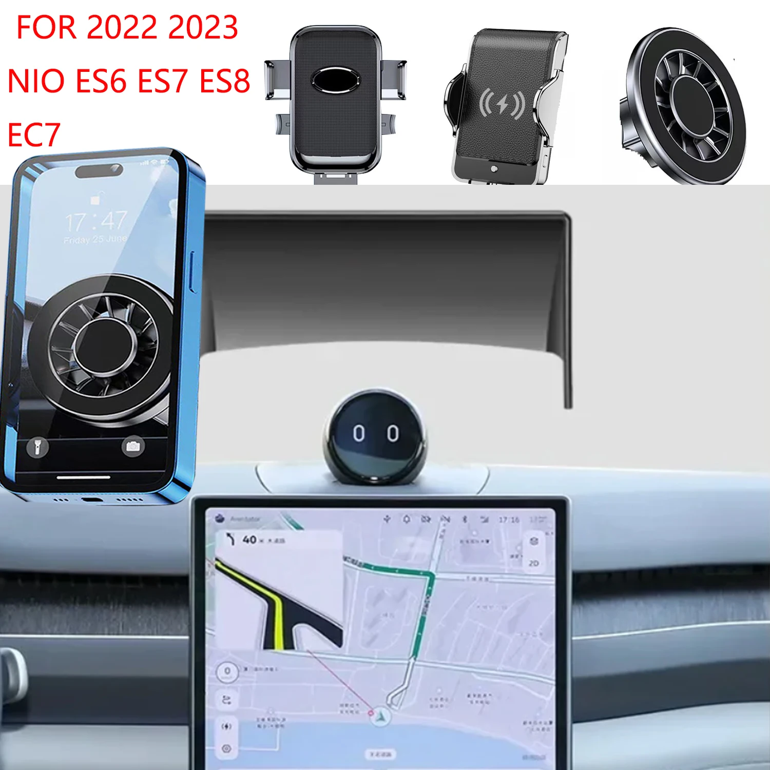 

For 2022 2023 NIO ES6 ES7 ES8 EC7 Magnetic Car Phone Holder GPS Screen Fixed Fast Wireless Charging Mobile Phone Mount