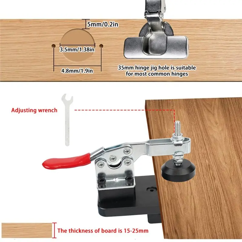 BAAJ-Hole Opener Template Puncher 35Mm Hinge Boring Jig Kit Drilling Guide Jig Cabinet Door Hinge Locator Woodworking Tool