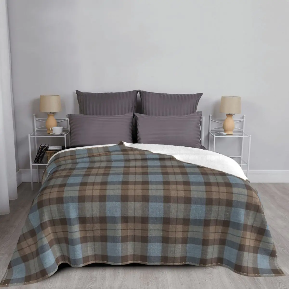 Plaid Art Blanket Flannel Tartan Cozy Soft FLeece Bedspread