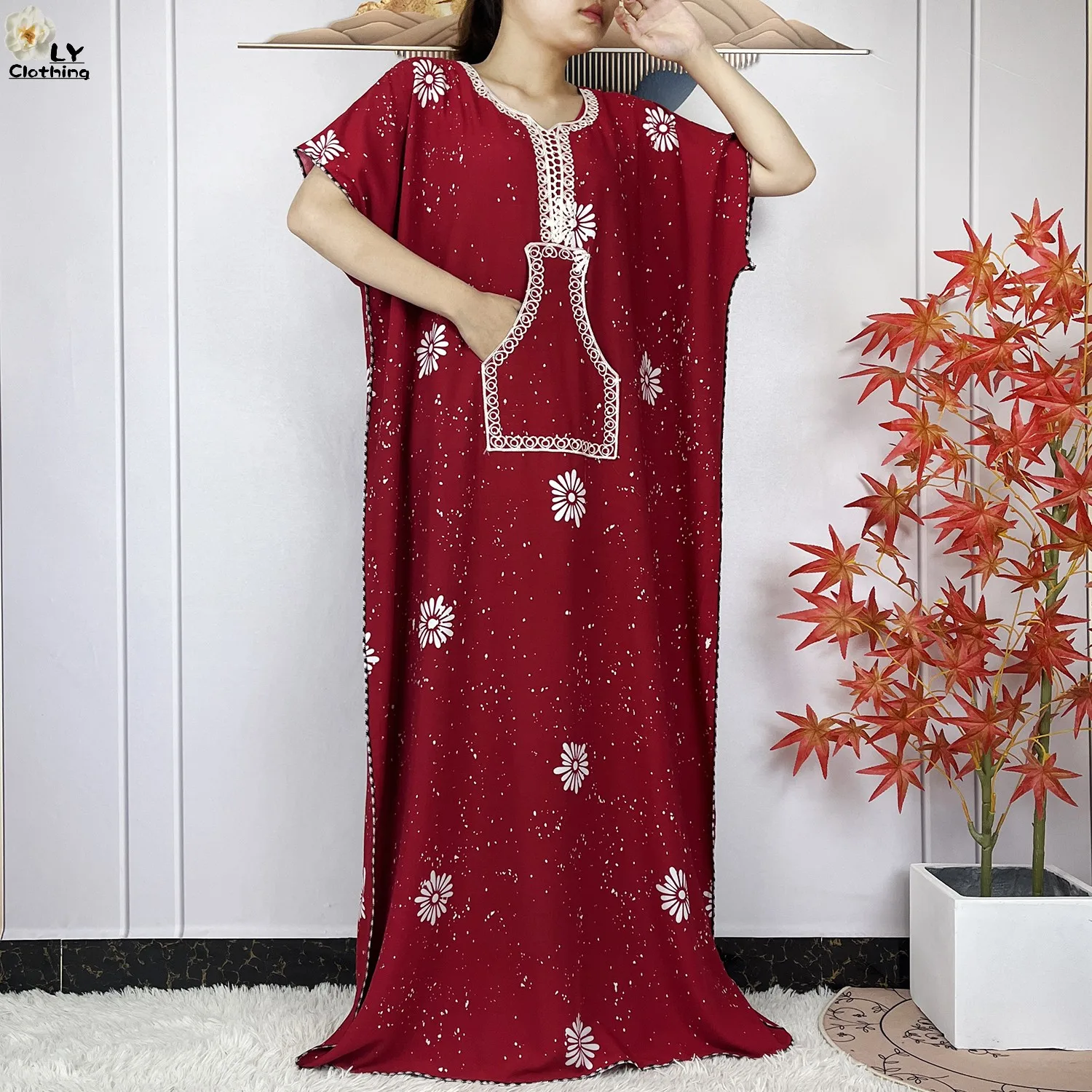 2024 Latest African Abaya Clothing Summer Women Fashion Casual Robe Cotton Loose Short Sleeve Maxi Femme Dress With Big Scarf