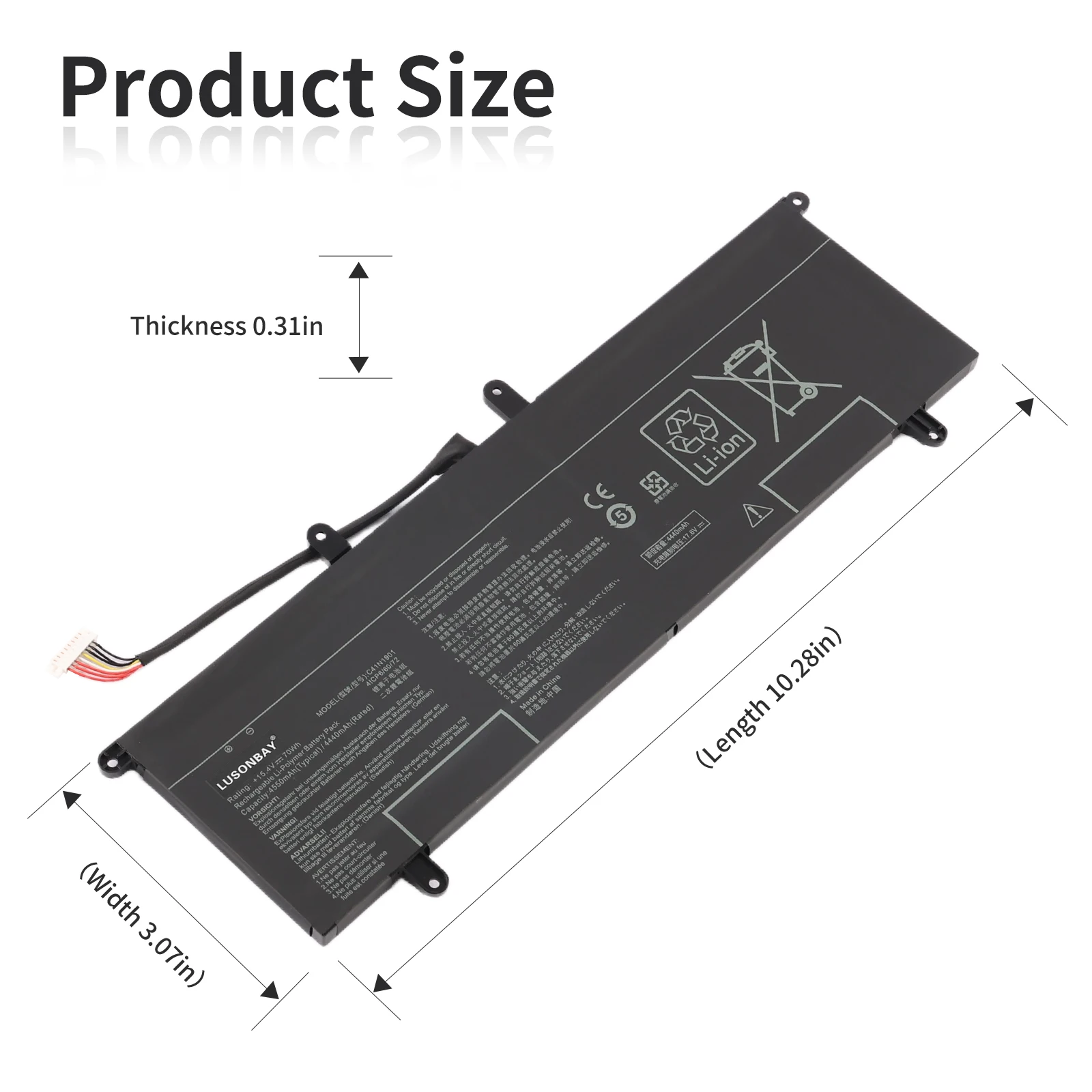 LUNSONBAY C41N1901 Replacement Battery For ASUS ZenBook Duo UX481FA UX481FL UX481F UX481FLY UX4000F UX4000FL 0B200-03520000 70WH