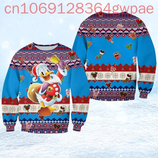 Disneyland Donald Ugly Christmas Men and Women Sweater Donal Duck Became Wolverine Sweater Mickey's Very Merry Christmas Party