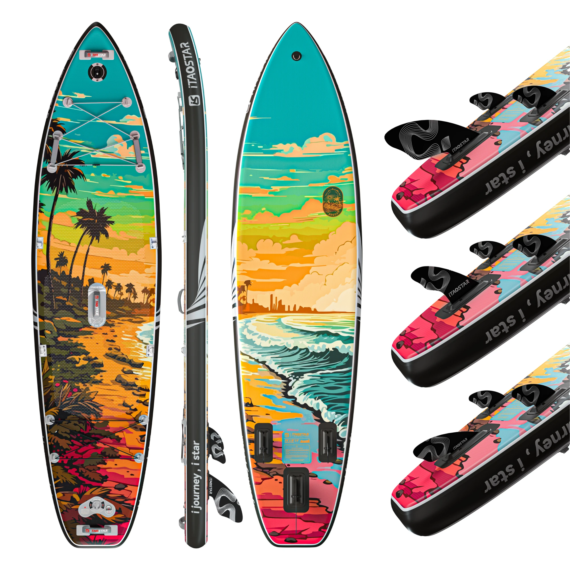 

iTAOSTAR Novelty N02E 11'6"x35"x6" Custom Fusion Inflatable Bamboo Wooden Paddleboard SUP Board Set Stand up