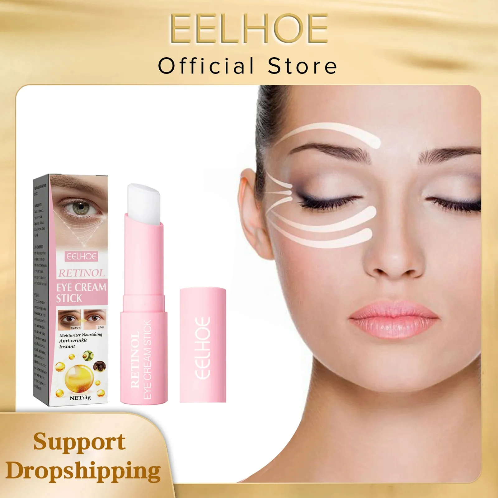 

EELHOE Retinol Eye Cream for Face Lifting Moisturizing Balm Stick Anti-Wrinkle Anti-Puffiness Remove Dark Circles Eye Bags Care