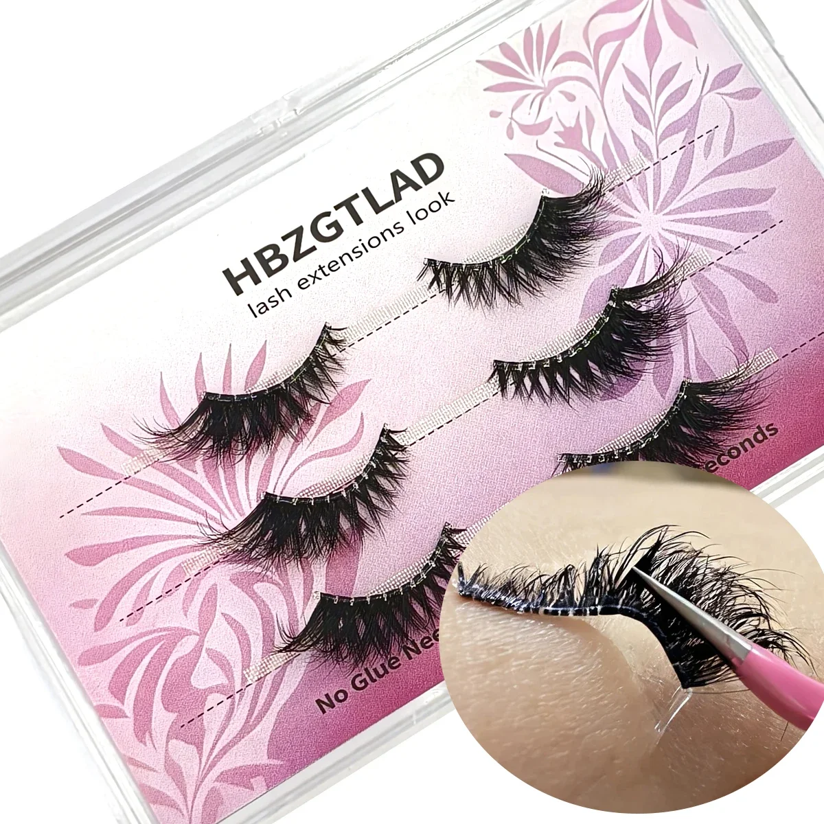 NEU 3 Paar/Packung Natürliche Weiche Transparente Selbstklebende Wimpern Halb-Kunstnerz-Look Langlebige Aufklebewimpern für Katzenaugen