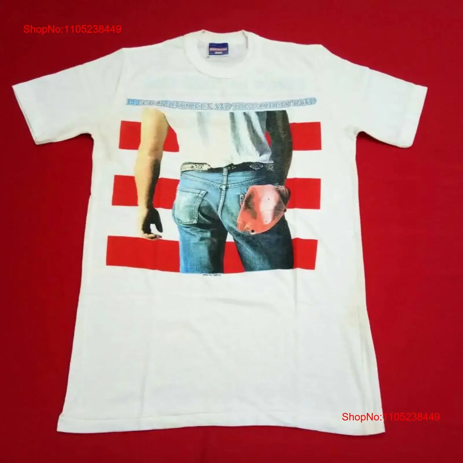 Vintage 80's BRUCE SPRINGTEEN American Singer Songwriter Musician Medium White T Shirt Music Concert Tour Size M vintage Casual