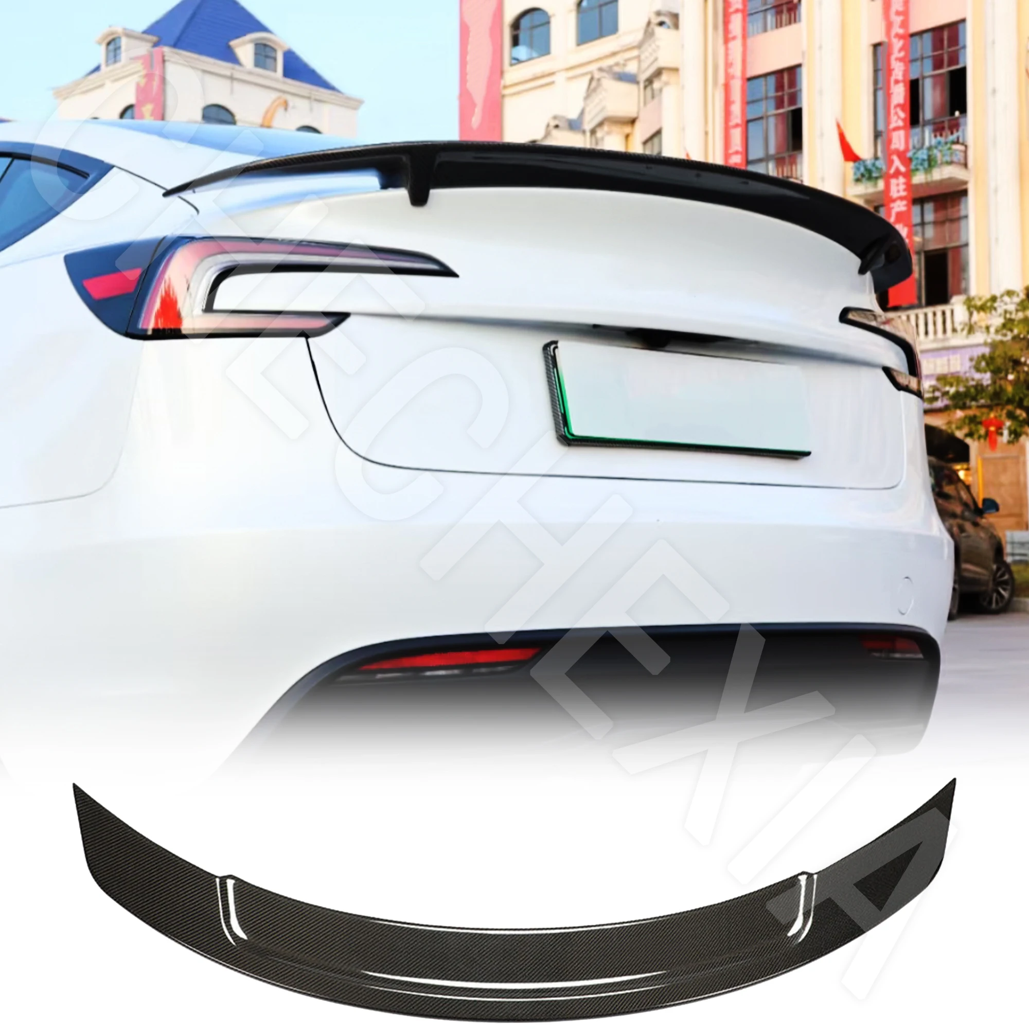 

For 2023-2025 Tesla Model 3 Rear Spoiler High-Quality Carbon Fiber Material RT Style Trunk Lid Decorative Cover Aerodynamic Kit