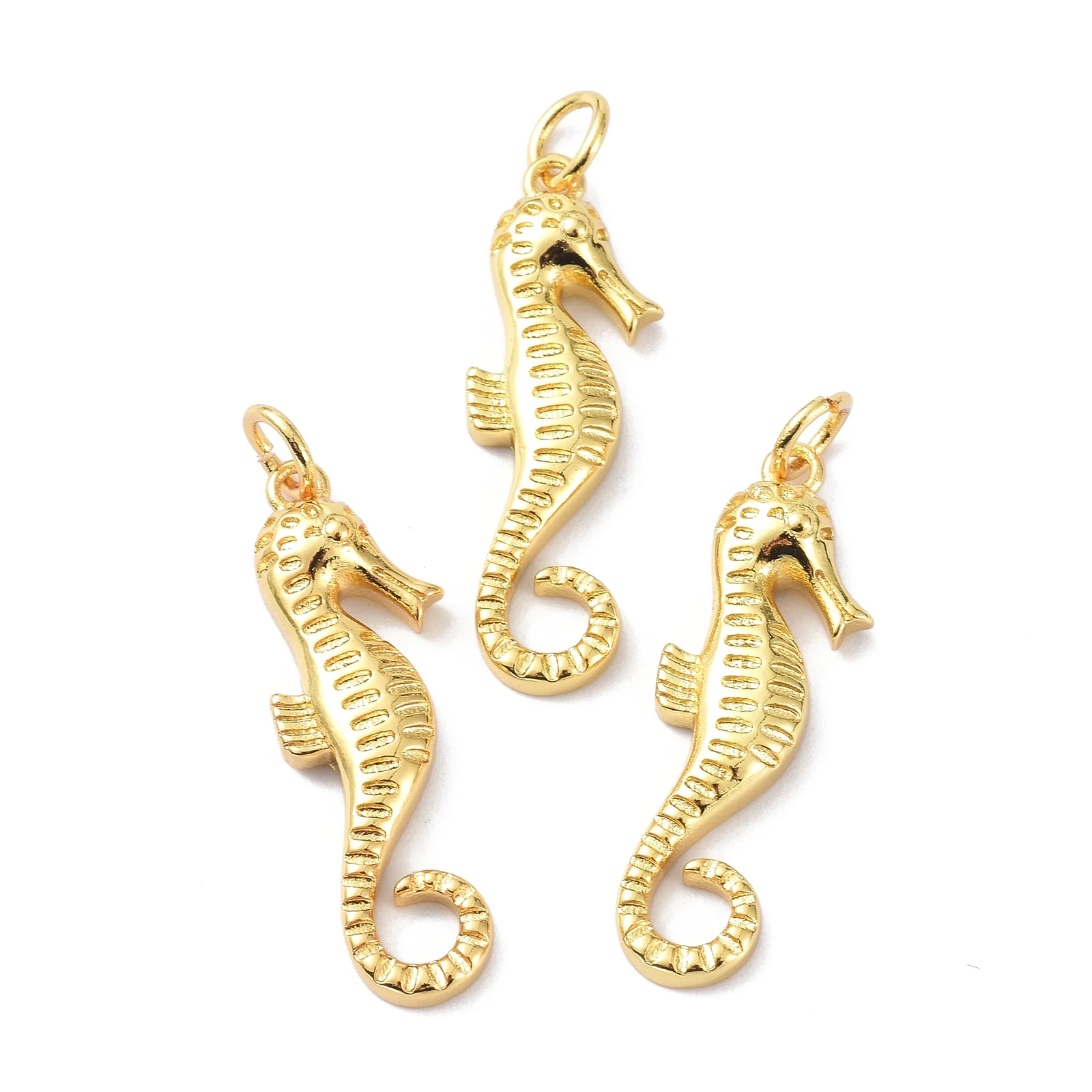 10PCS Eco-Friendly Metal Pendants with Jump Ring Long-Lasting Plated Sea Horse for Making DIY Jewelry Necklace Earring Bracelet