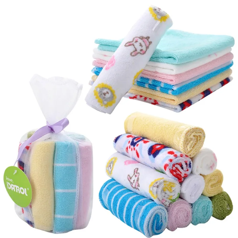 8pcs/set Baby Towels Cotton Soft Bath Washcloth Squares Face Cloth Handkerchief Bathroom Towels