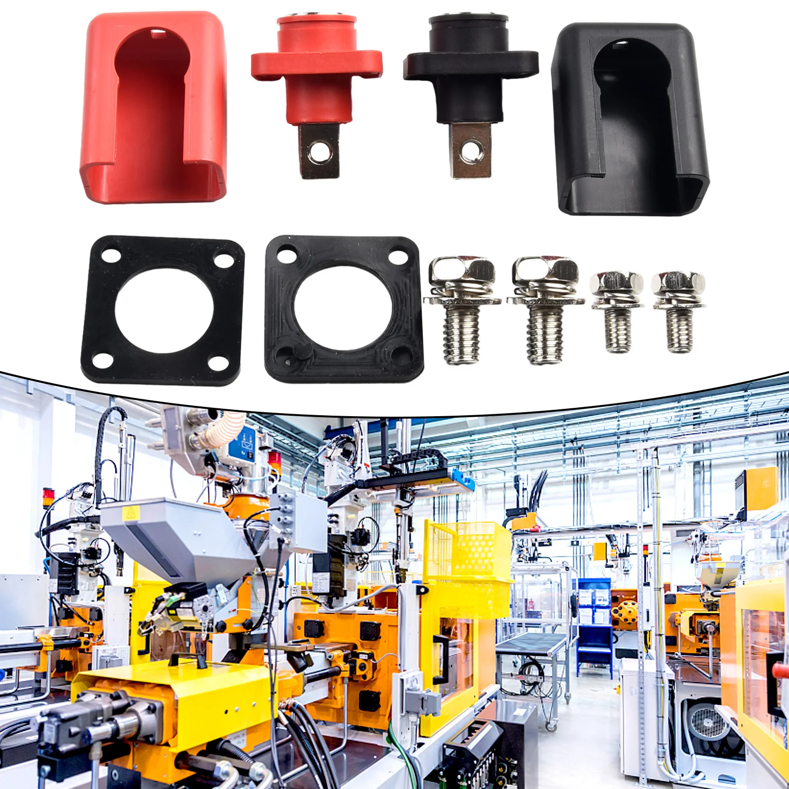 موصلات طرفية لبطارية الليثيوم النحاسية 2X150A لتخزين الطاقة مع واقيات الغبار ونظام الأسلاك الثابتة المسمار #4