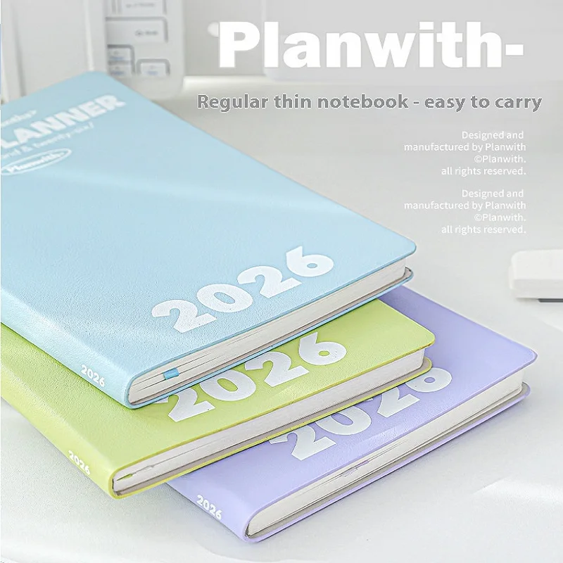 Planwith Agenda 2026 Annual Planner Day Plan Week Notebook Month Plan Kawaii Calendar Memo Schedule Book Efficiency Manual Check