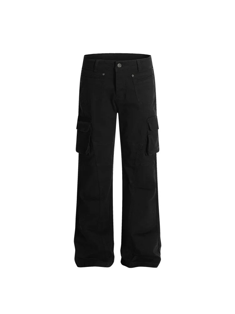 

Bla American Sle Multi-ket Flared Workwear Jeans Men's High Street Trend Straight Leg Slimming Casual Long Pants